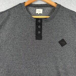 AMBIG Sweatshirt Mens L Gray Henley Button Fleece Lined Pullover